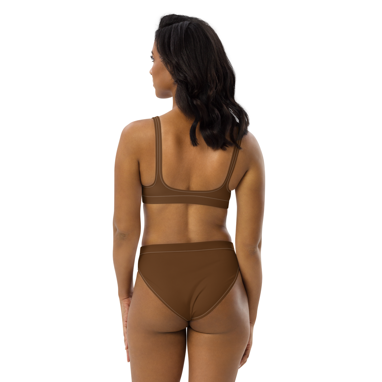 Recycled High-Waist Bikini Set - Clean Cut Classic Fit - "Cafe con Ron" Chocolate Brown by Holy Savage