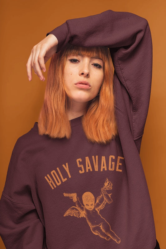 Warm And Cozy Crewneck Sweatshirt - Bold Burnt Orange - Fall Fashion - Holy Savage