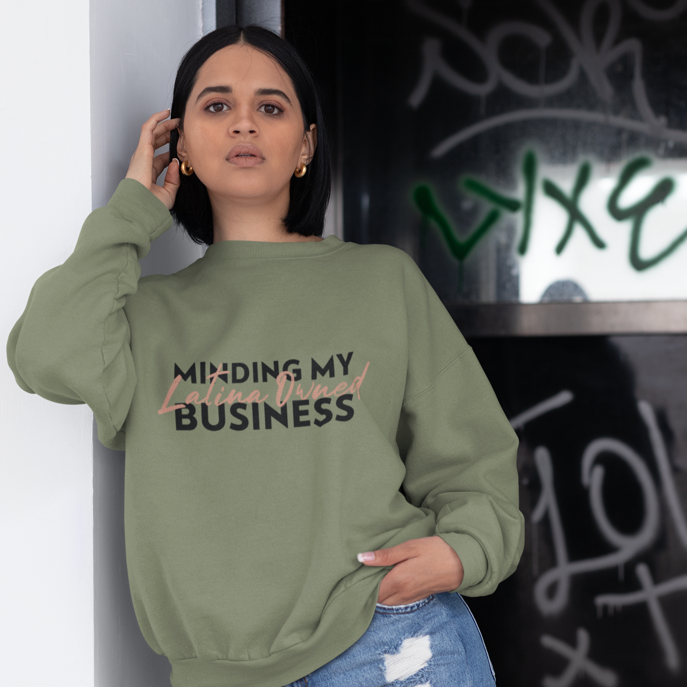 Comfy Crewneck - Minding My Latina Owned Business - Holy Savage