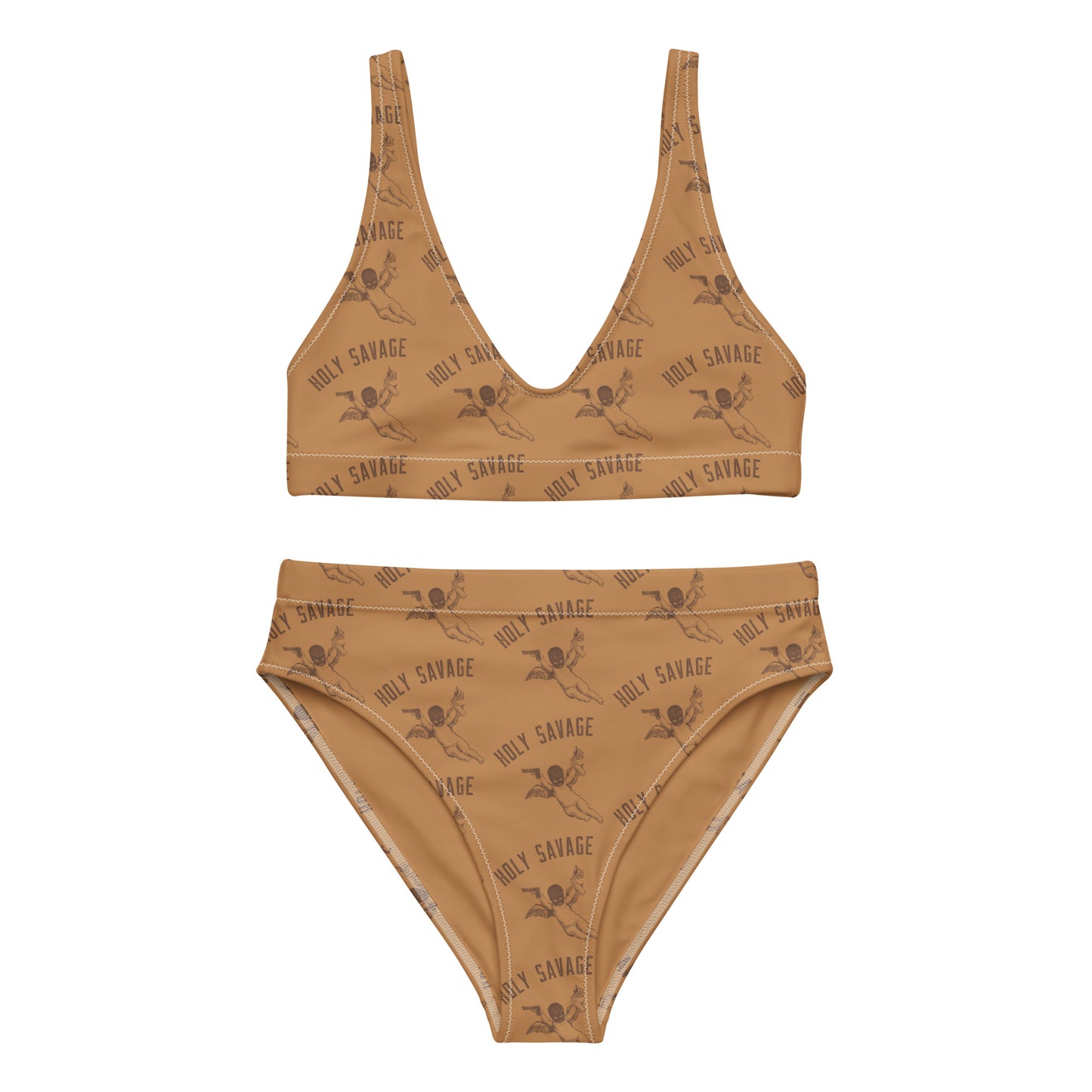 High-Waist Bikini Set - Clean Cut Classic Fit - "Brown Baby" by Holy Savage