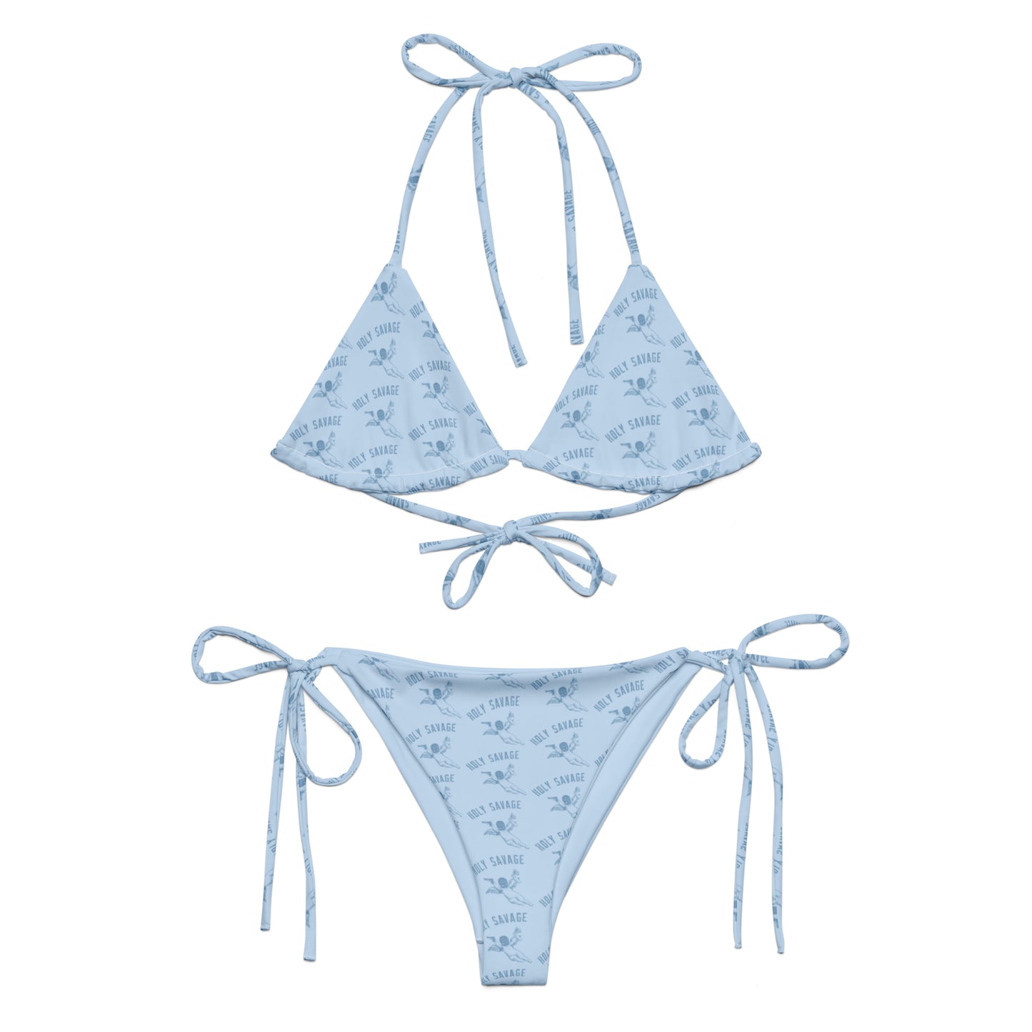 String Bikini - "Blue Baby" All-over print Tie Style Set by Holy Savage
