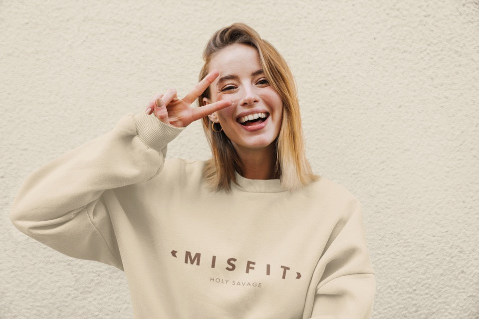 Warm And Cozy Crewneck Sweatshirt - Misfit Brown - Holy Savage