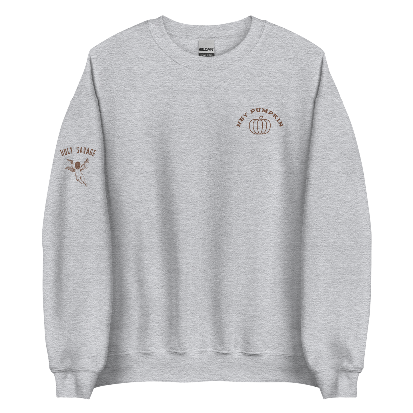 Soft And Cozy Crewneck Sweatshirt - Hey Pumpkin Brown - Fall Fashion - Holy Savage