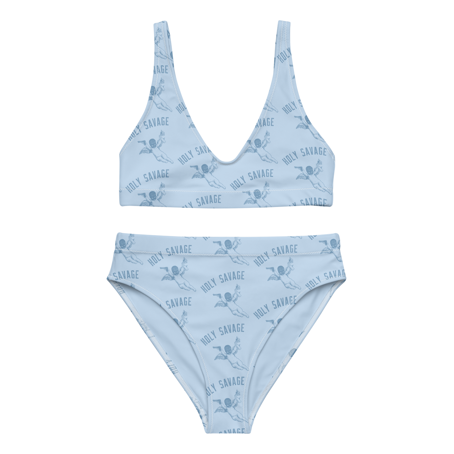High-Waist Bikini Set Clean Cut Classic Fit - "Blue Baby" by Holy Savage