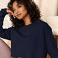 Embroidered Comfy Crop Sweatshirt - Navy Holy Savage