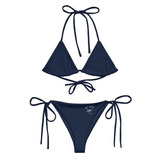 Recycled String Bikini - "Midnight Tide" Tie Style Set by Holy Savage