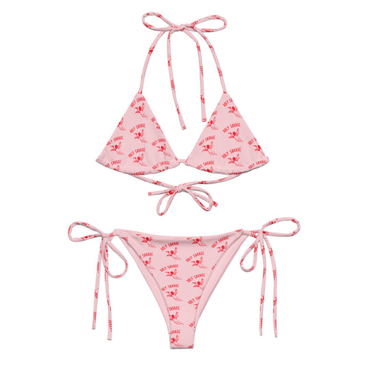 Recycled String Bikini - "Red Baby" Tie Style Set by Holy Savage