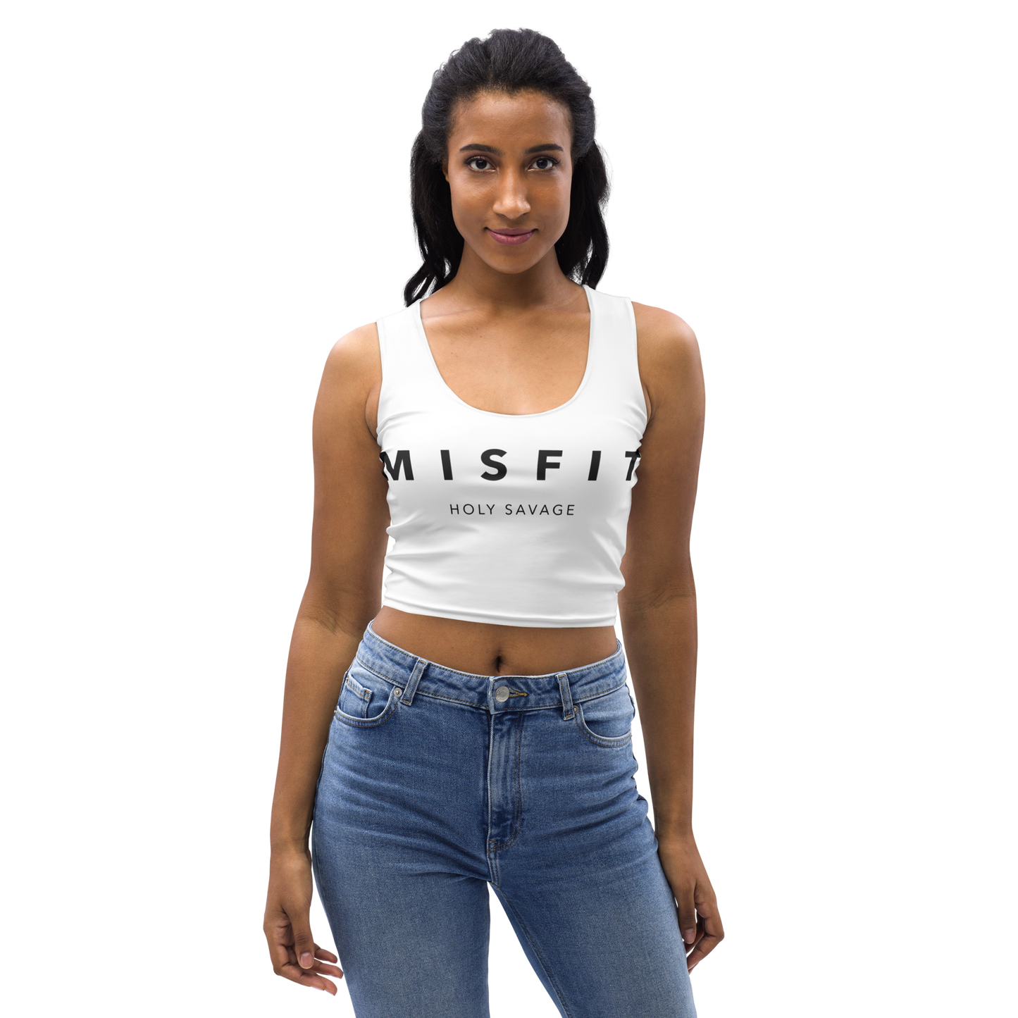 Sleeveless Flex Crop Top -  White and Black - Misfit -Holy Savage