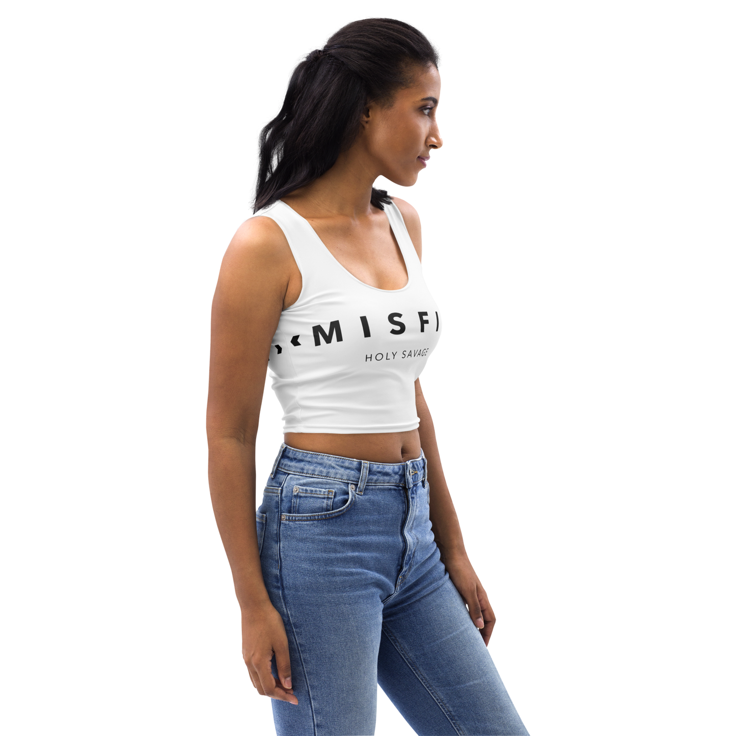 Sleeveless Flex Crop Top -  White and Black - Misfit -Holy Savage