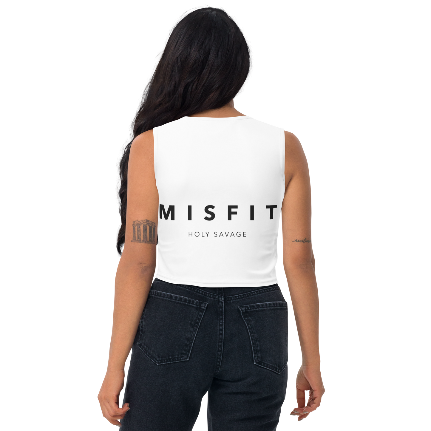 Sleeveless Flex Crop Top -  White and Black - Misfit -Holy Savage