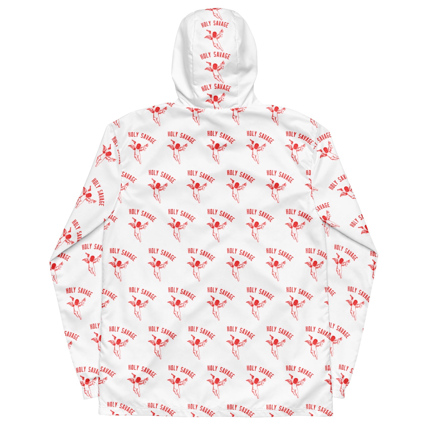 Lightweight Hooded Holy Savage Windbreaker - Red and White