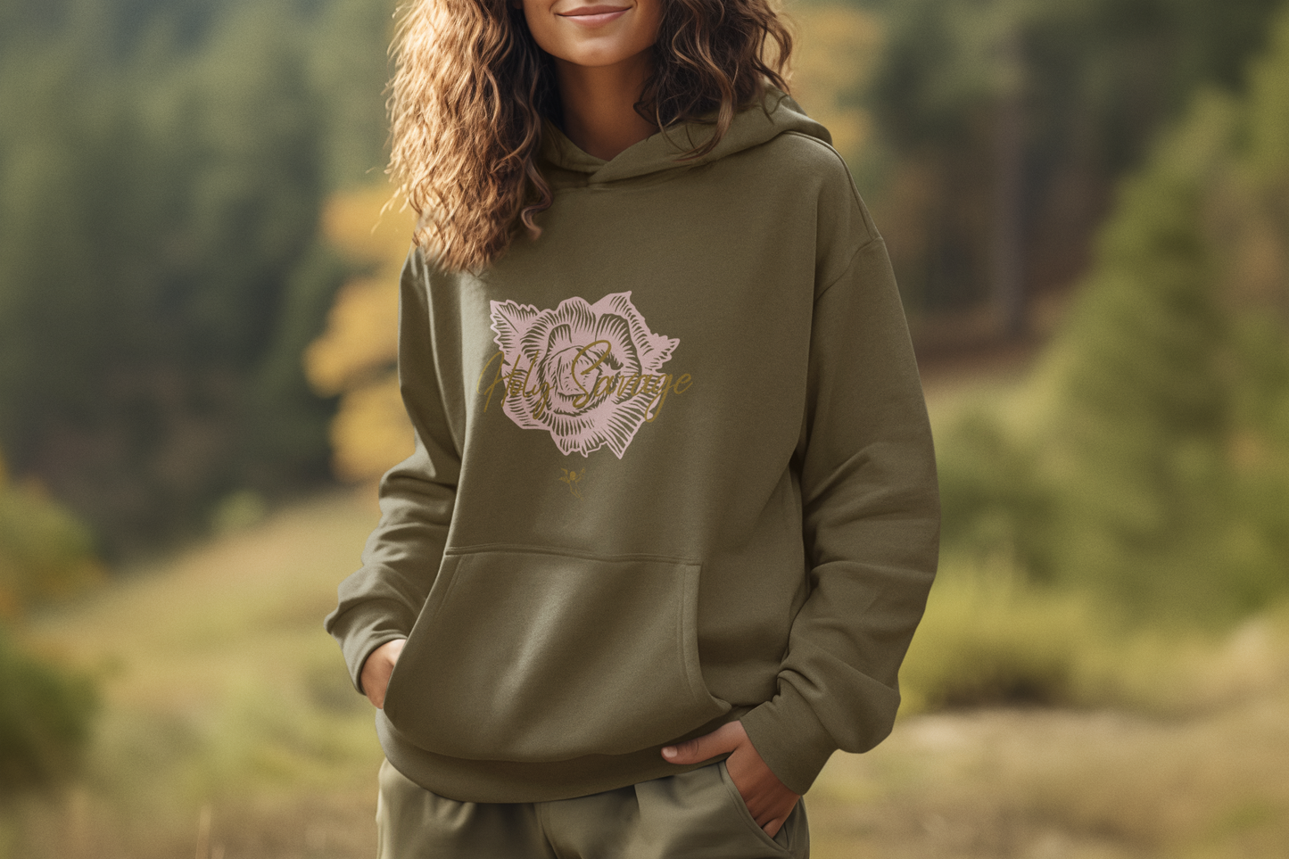 Comfy Classic Hoodie - Gold Roses - Holy Savage