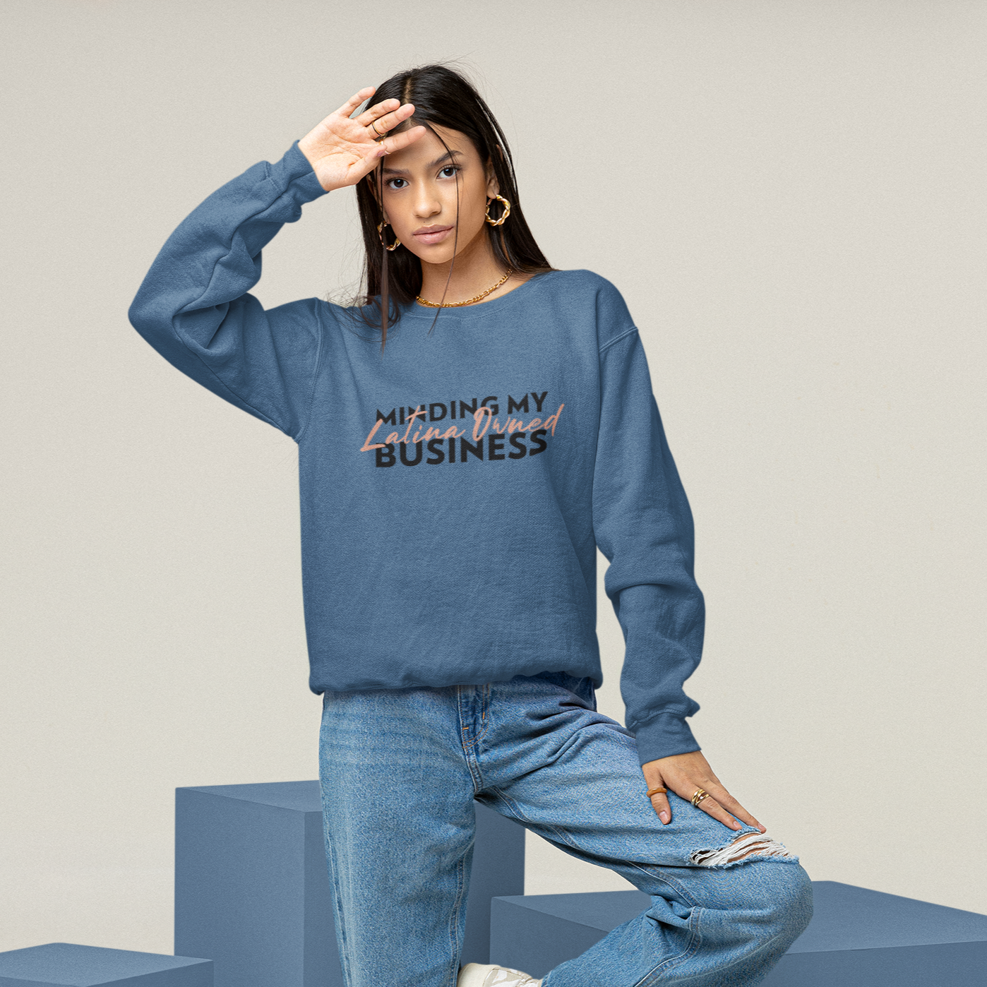 Comfy Crewneck - Minding My Latina Owned Business - Holy Savage