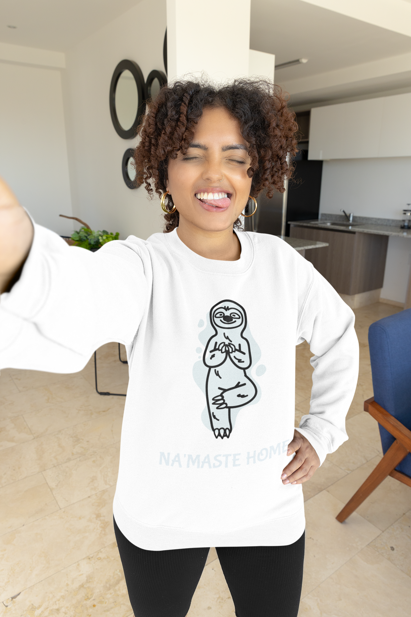 Comfy Crewneck - Blue Namaste Home - Holy Savage