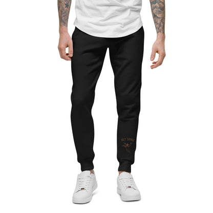 Fleece Lined Joggers Sweatpants Premium Comfort - Minimalist Brown “Holy Savage” Design