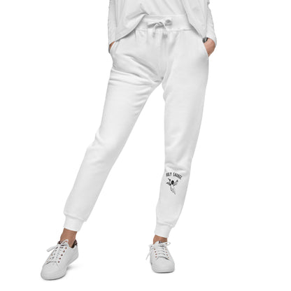 Fleece Lined Joggers Sweatpants Premium Comfort - Minimalist Black “Holy Savage” Design