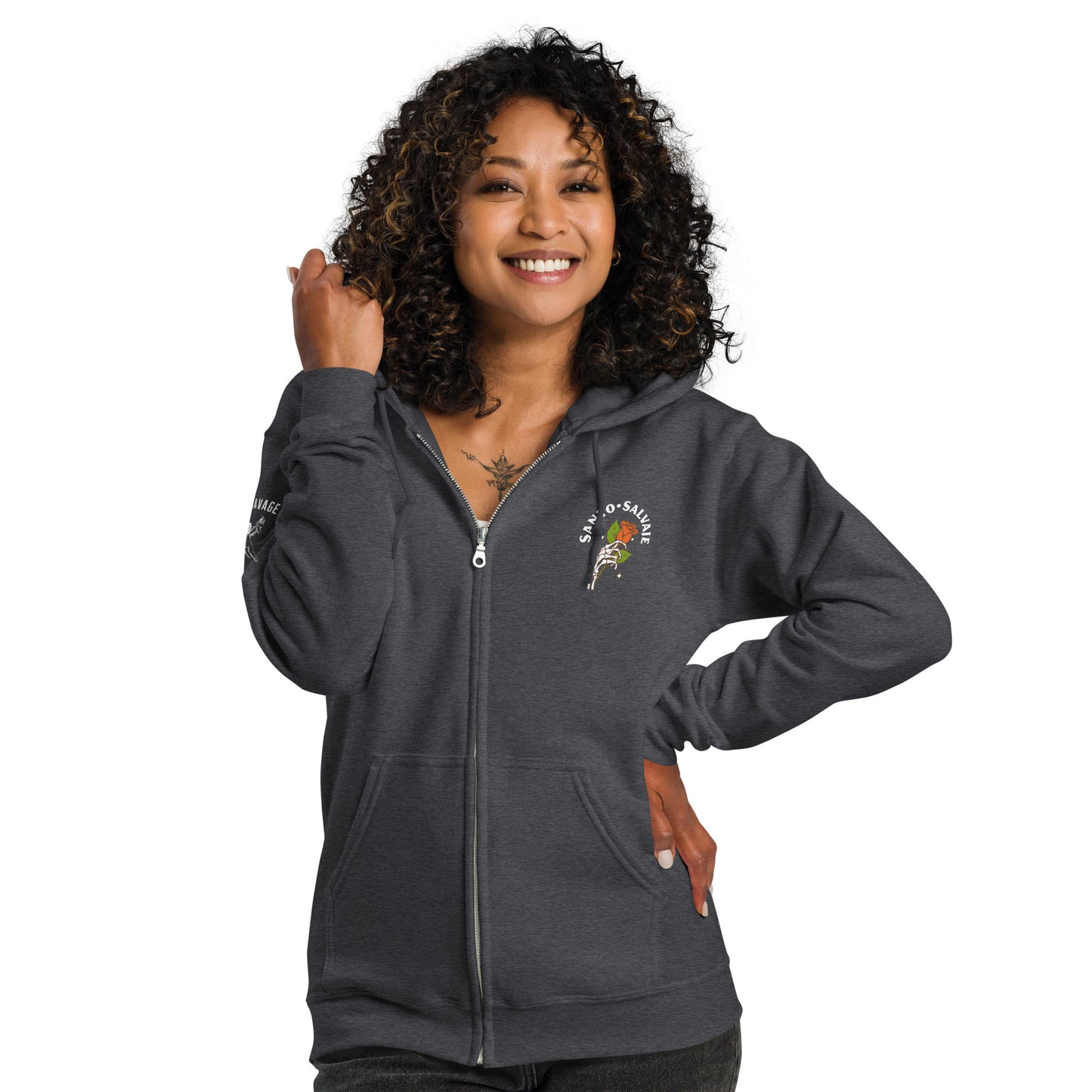 Soft And Cozy Zip Up Hoodie - Santo Salvaje - Holy Savage