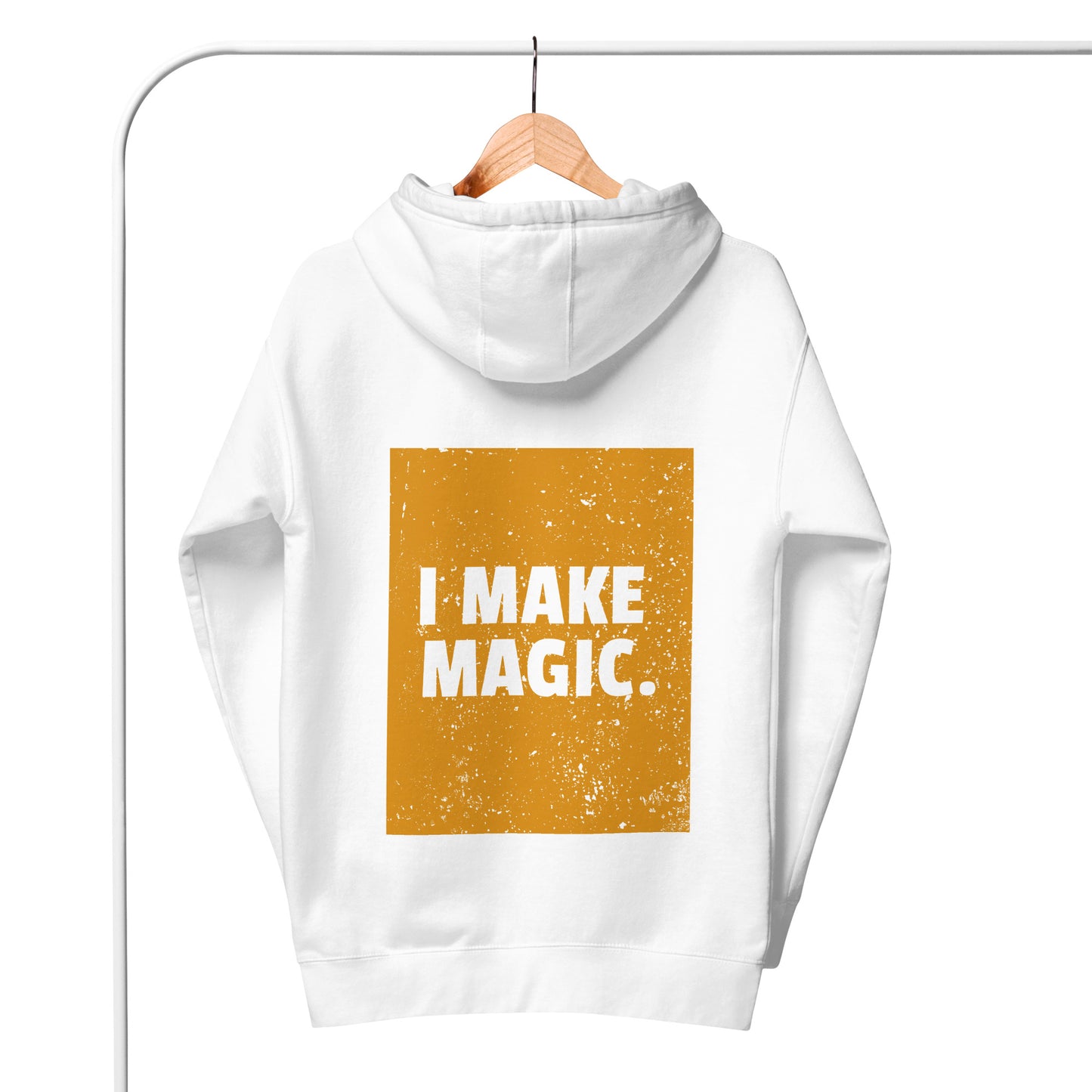 Premium Comfy Hoodie -White And Gold - I Make Magic - Holy Savage