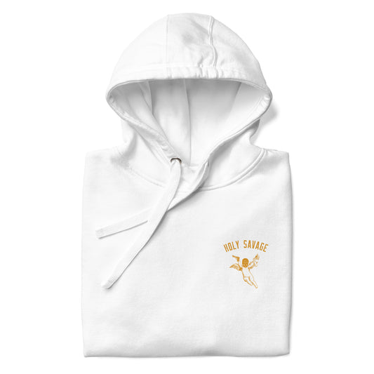 Premium Comfy Hoodie -White And Gold - I Make Magic - Holy Savage