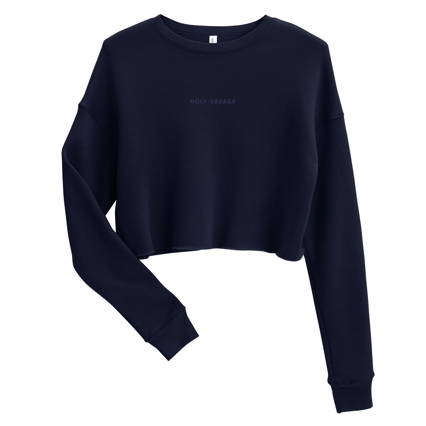 Embroidered Comfy Crop Sweatshirt - Navy Holy Savage