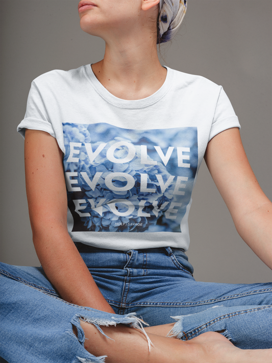 Evolve Blue Flowers Unisex Quality Jersey t-shirt - Holy Savage