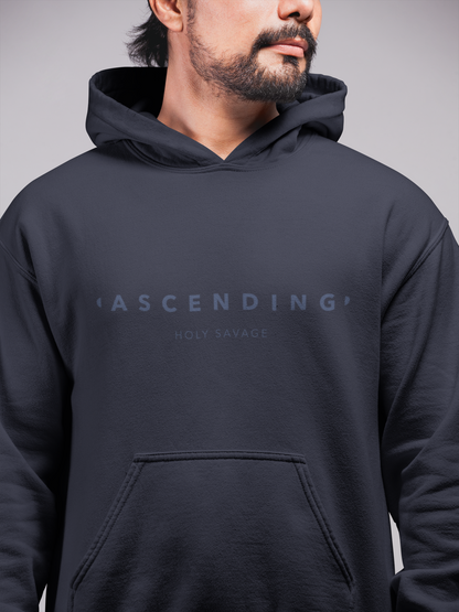 Monochrome Deep Navy Blue Hoodie - Minimalistic 'Ascending' Design - Premium Comfort by Holy Savage