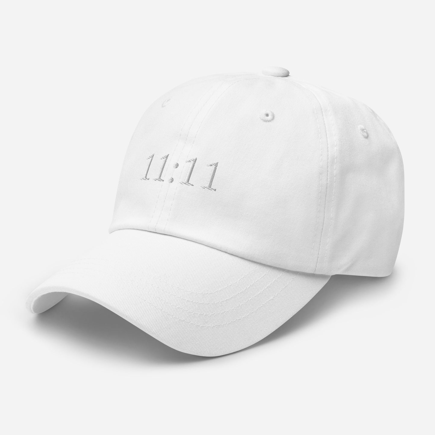 11:11 White Embroidered Dad Cap - Holy Savage