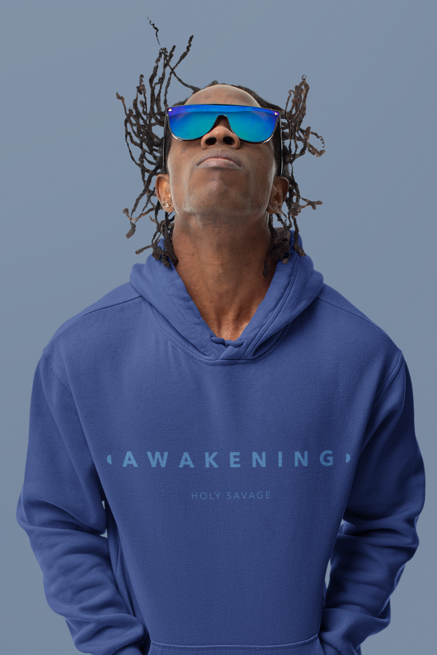 Monochrome Royal Blue Hoodie - Minimalistic 'Awakening' Design - Premium Comfort by Holy Savage