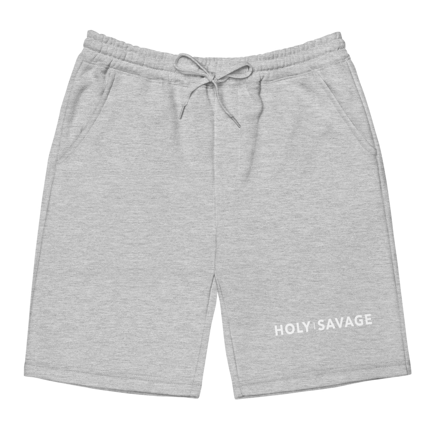 Mens Fleece Shorts - White Holy Savage