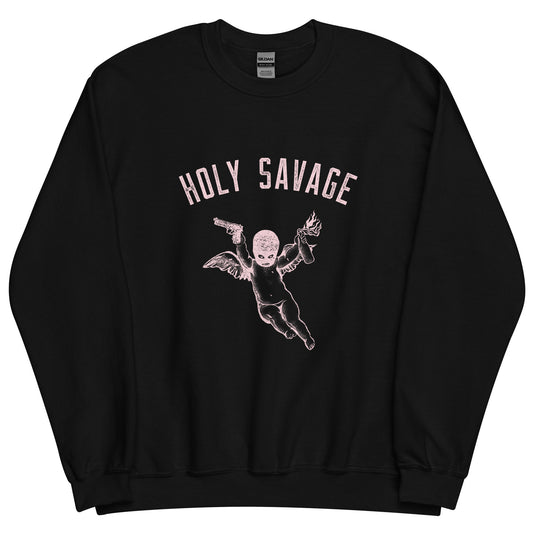 Premium Crew Neck Sweatshirt - Pink Holy Savage