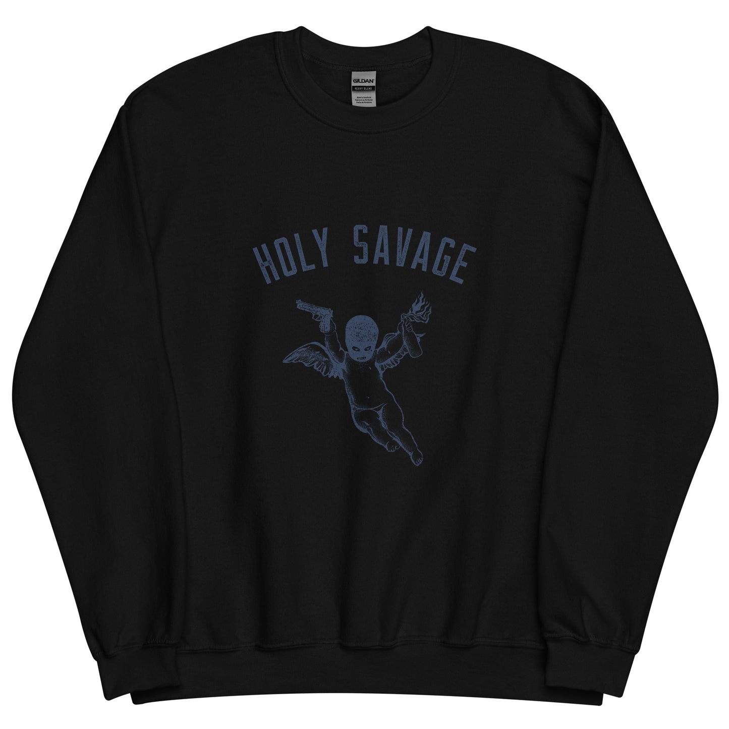 Premium Crew Neck Sweatshirt - Deep Blue Holy Savage Logo