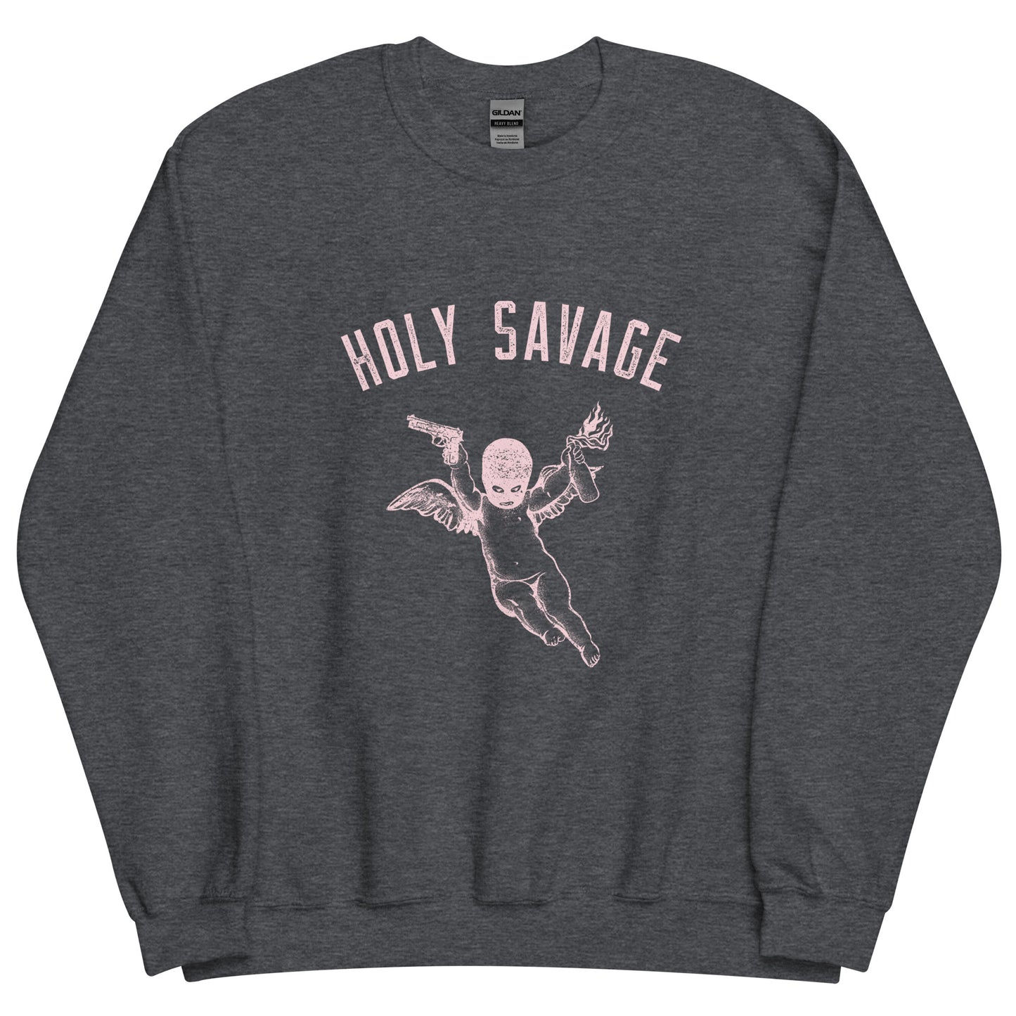 Premium Crew Neck Sweatshirt - Pink Holy Savage