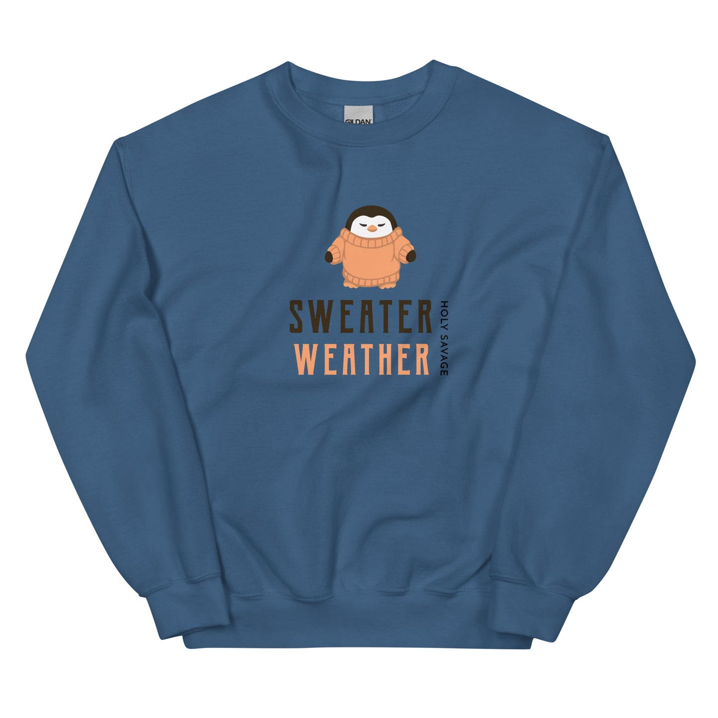 Sweater Weather Penguin Peach Unisex Premium Crew Neck Sweatshirt - Holy Savage