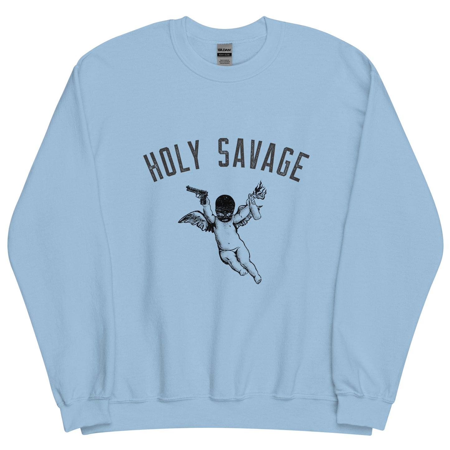 Premium Crew Neck Sweatshirt - Black Logo - Holy Savage