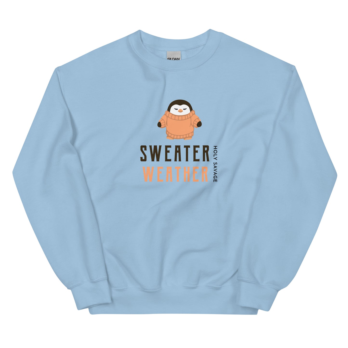 Sweater Weather Penguin Peach Unisex Premium Crew Neck Sweatshirt - Holy Savage