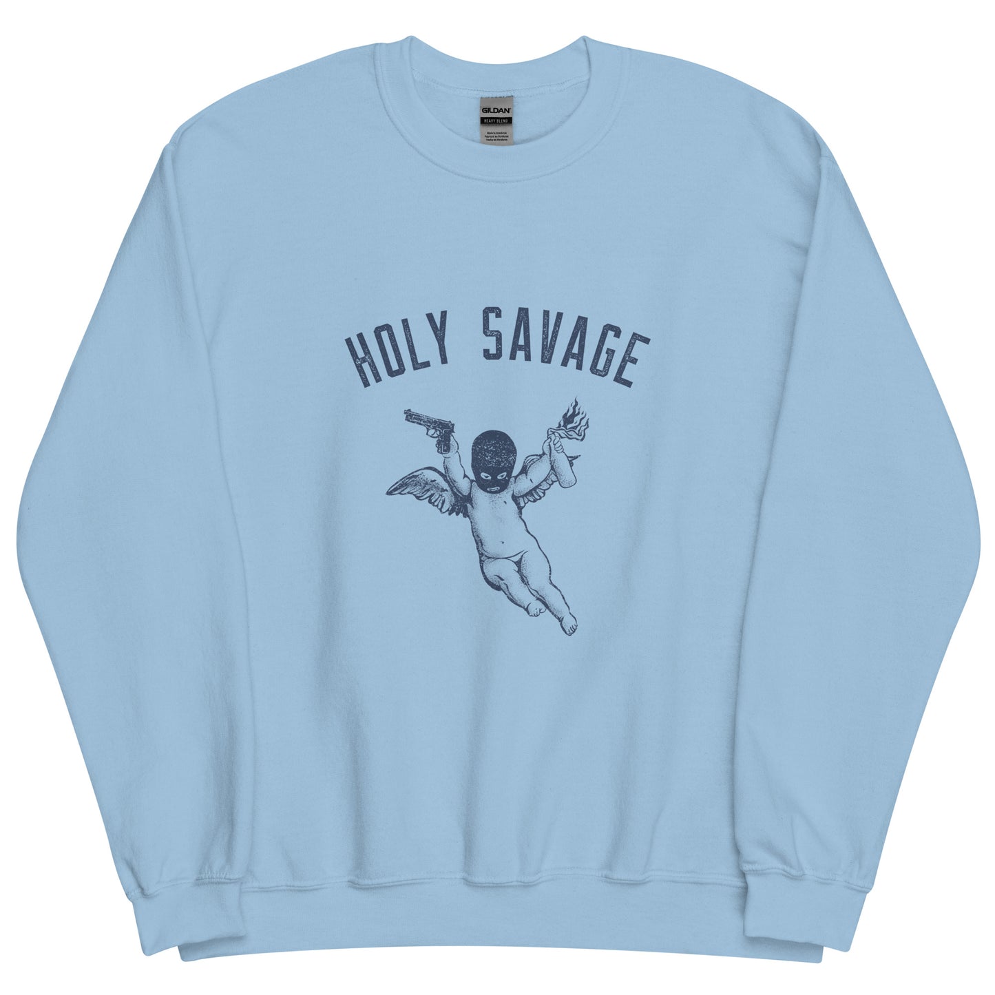 Premium Crew Neck Sweatshirt - Deep Blue Holy Savage Logo