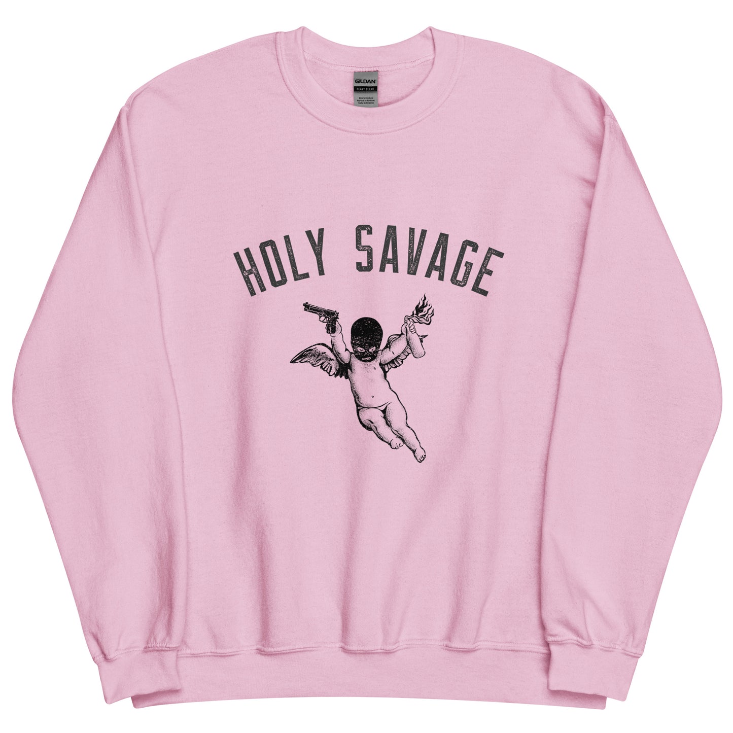 Premium Crew Neck Sweatshirt - Black Logo - Holy Savage