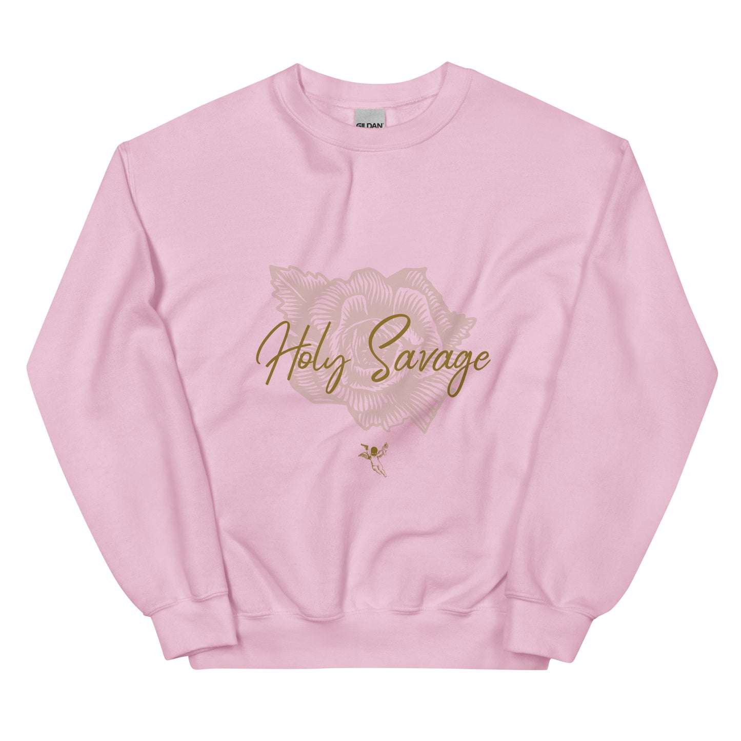 Pink And Gold Rose Unisex Premium Crew Neck  Sweatshirt - Holy Savage