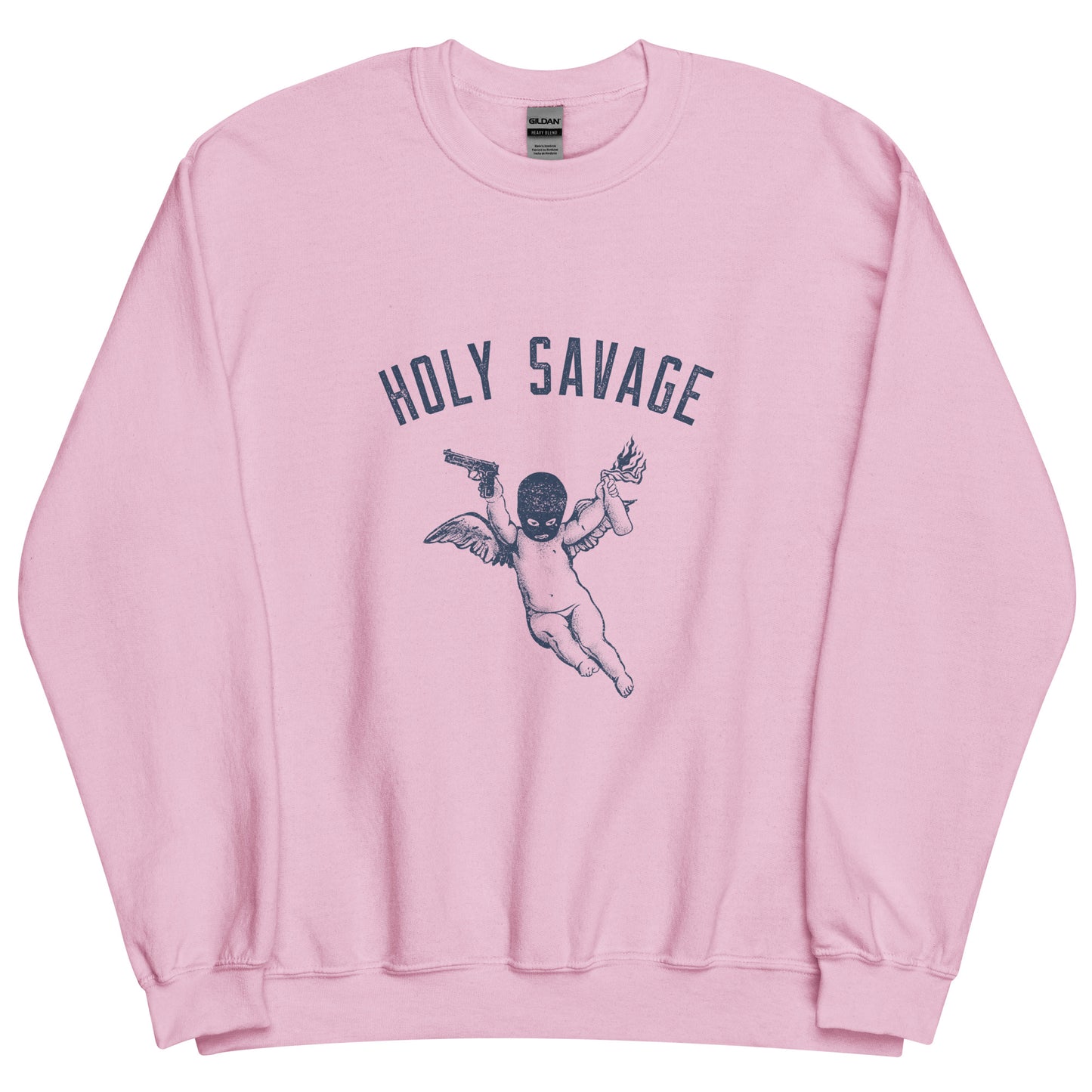 Premium Crew Neck Sweatshirt - Deep Blue Holy Savage Logo