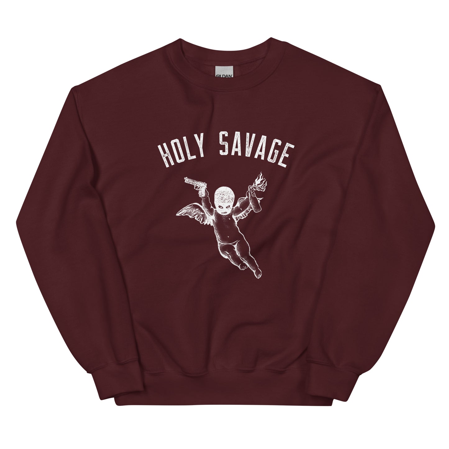 Premium Crewneck Sweatshirt - White Holy Savage Graphic Sweater