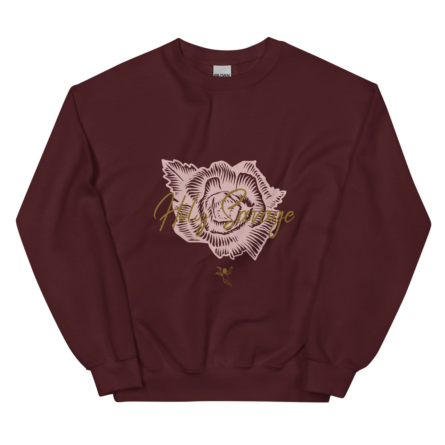 Pink And Gold Rose Unisex Premium Crew Neck  Sweatshirt - Holy Savage