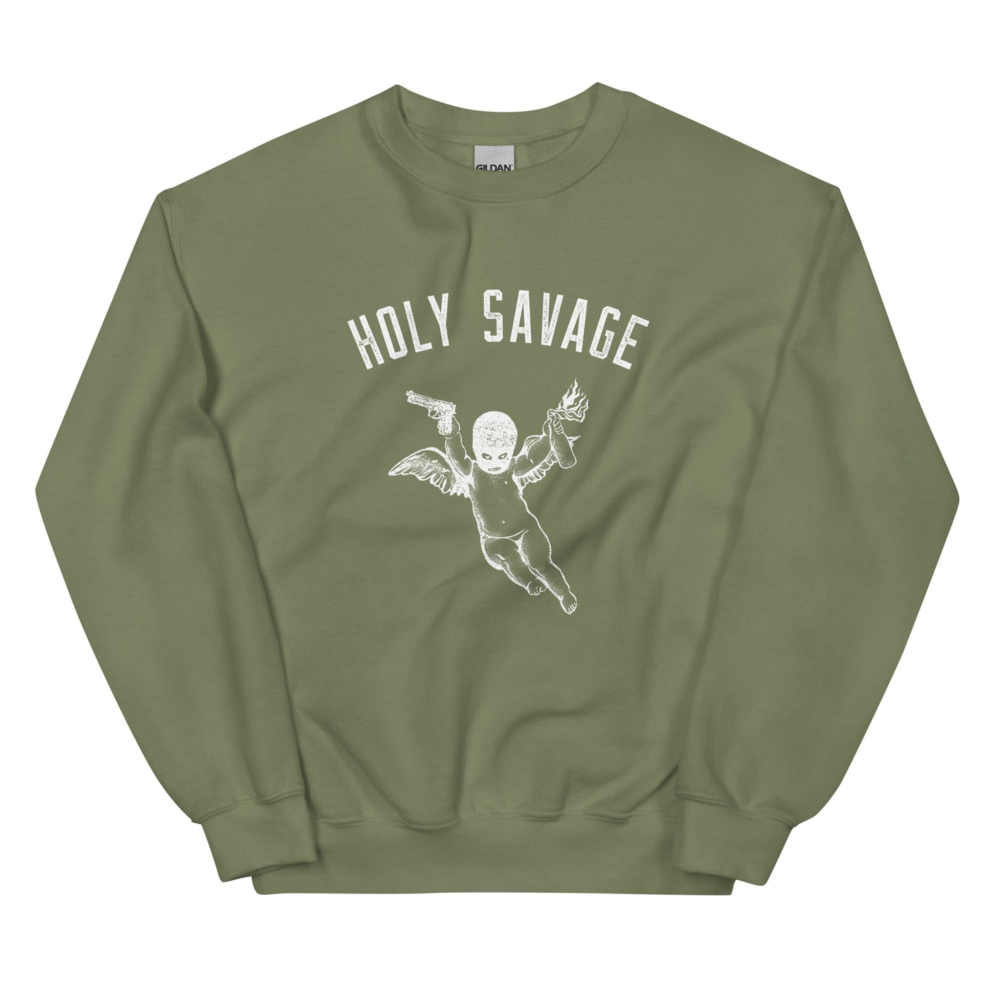 Premium Crewneck Sweatshirt - White Holy Savage Graphic Sweater