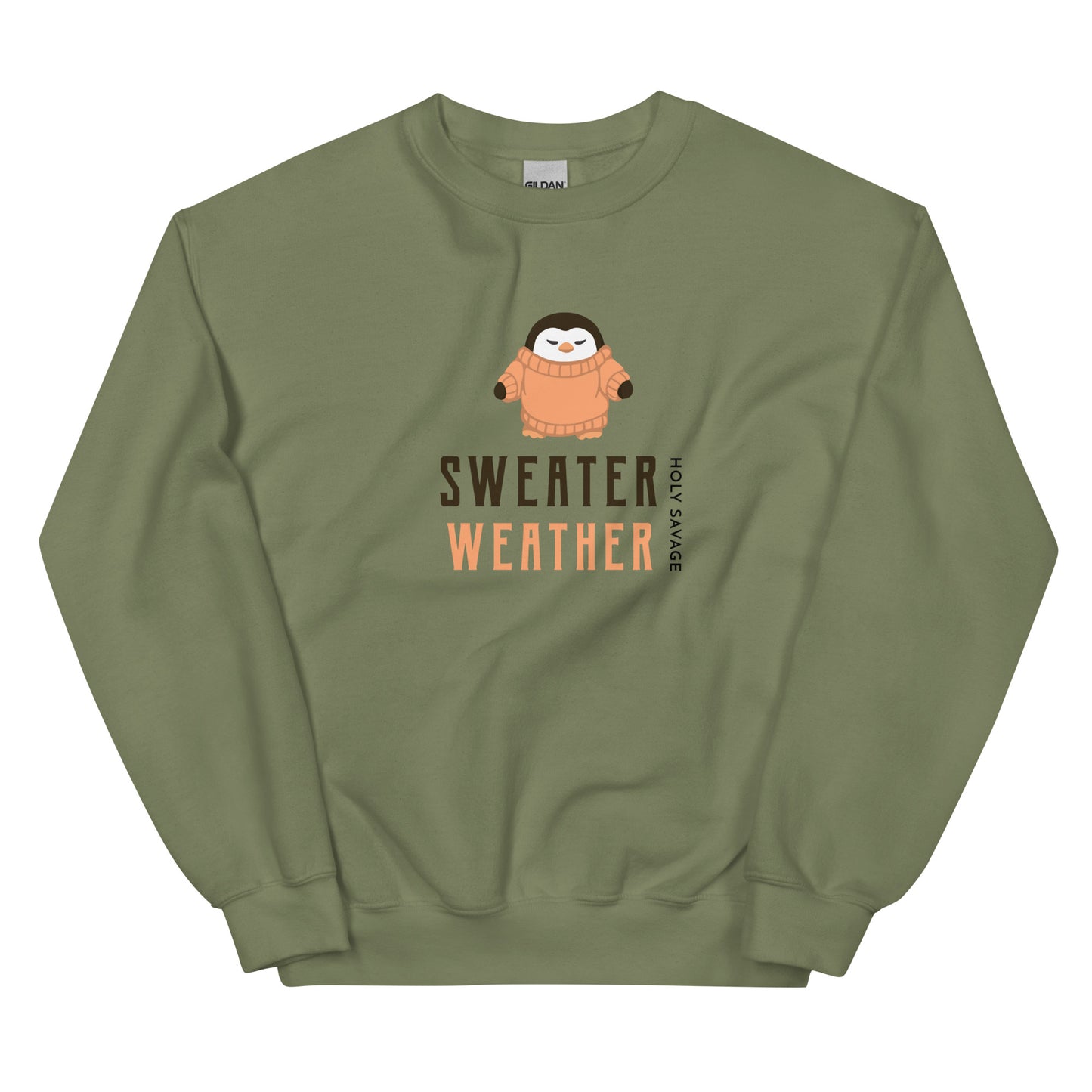 Sweater Weather Penguin Peach Unisex Premium Crew Neck Sweatshirt - Holy Savage