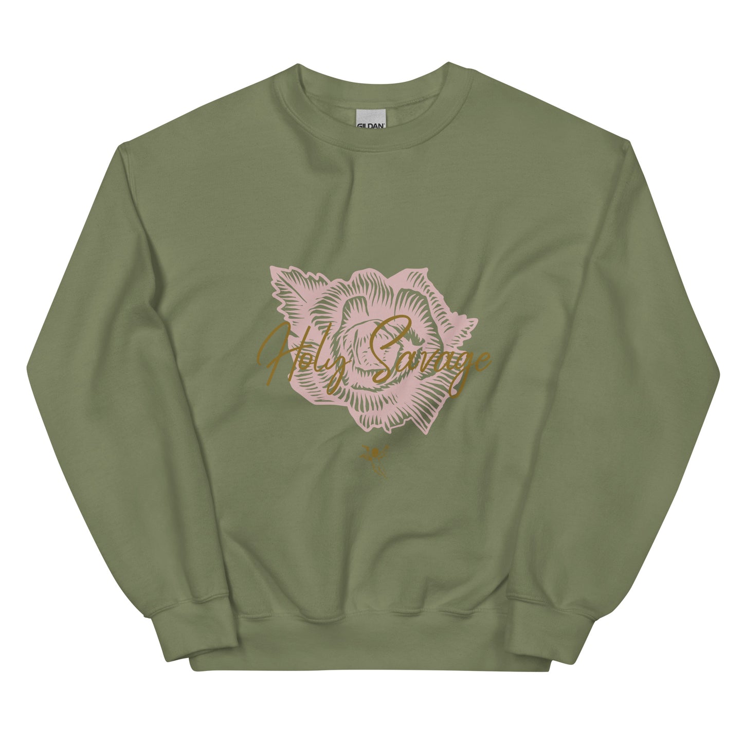 Pink And Gold Rose Unisex Premium Crew Neck  Sweatshirt - Holy Savage