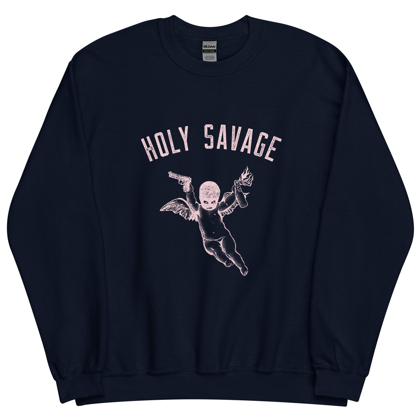 Premium Crew Neck Sweatshirt - Pink Holy Savage