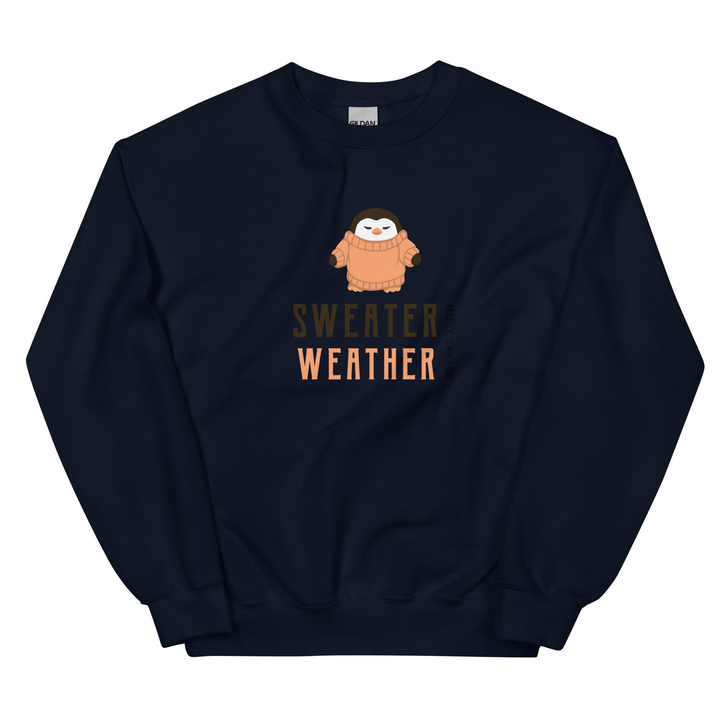 Sweater Weather Penguin Peach Unisex Premium Crew Neck Sweatshirt - Holy Savage