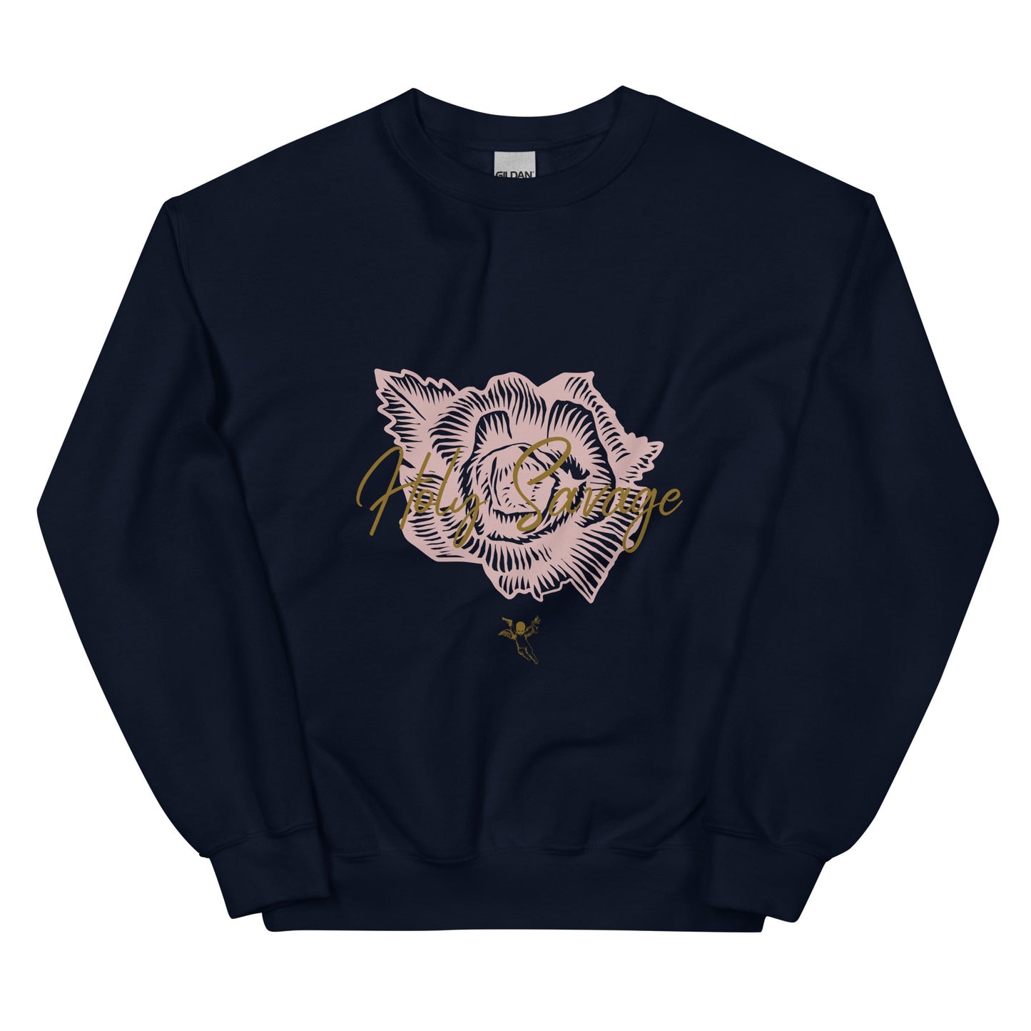 Pink And Gold Rose Unisex Premium Crew Neck  Sweatshirt - Holy Savage