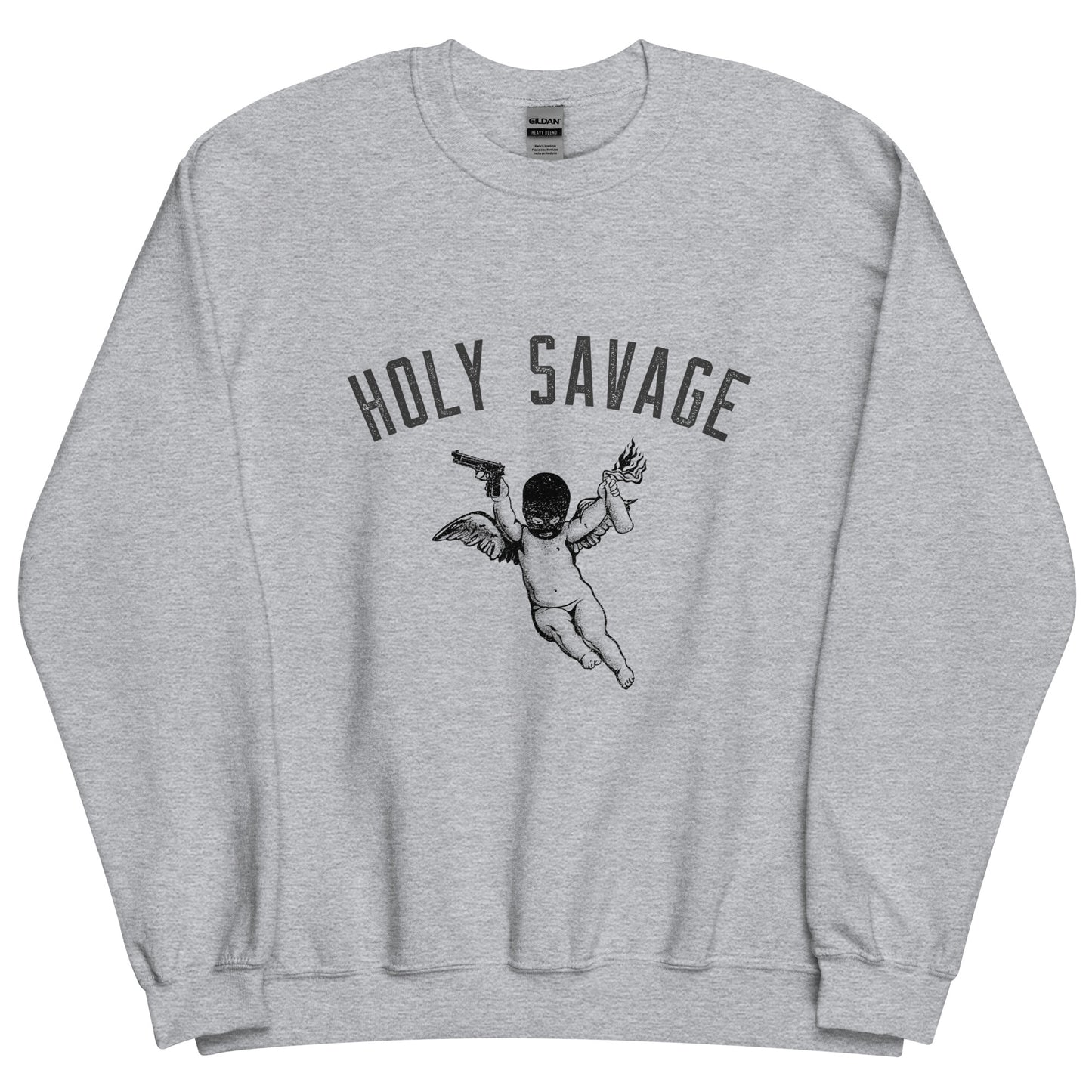 Premium Crew Neck Sweatshirt - Black Logo - Holy Savage