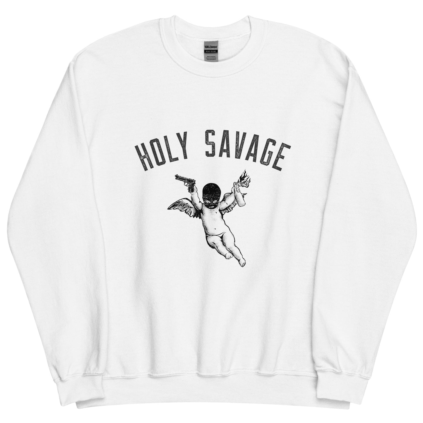 Premium Crew Neck Sweatshirt - Black Logo - Holy Savage