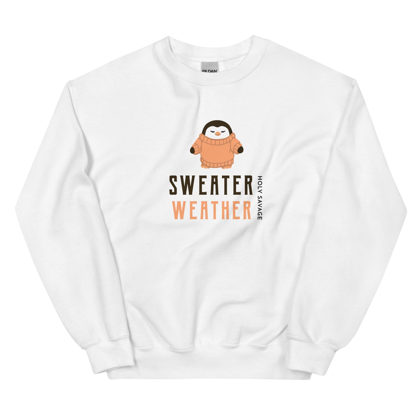 Sweater Weather Penguin Peach Unisex Premium Crew Neck Sweatshirt - Holy Savage